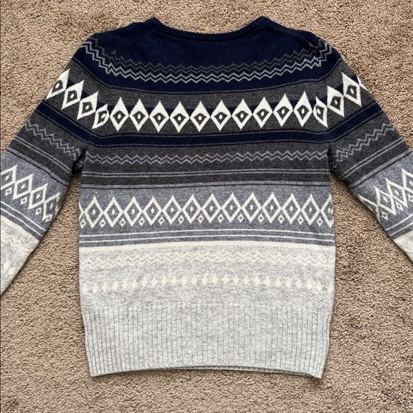 J. Crew Nordic Fair Isle Navy Grey Wool Blend Crewneck Sweater - Picture 8 of 8